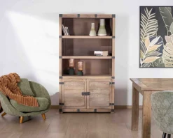 Armoire ouverte style vintage avec 2 portes en bois et métal 