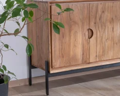 Bahut 4 portes en acacia et métal 160 cm 