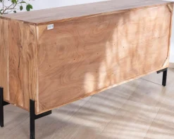 Bahut 4 portes en acacia et métal 160 cm 