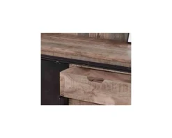 Bahut industriel portes coulissantes et tiroirs bois 180cm 
