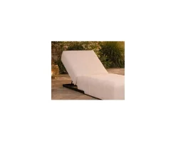 Bain de soleil design épuré en tissu crème avec surpiqures spécial extérieur 