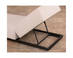 Bain de soleil design épuré en tissu crème avec surpiqures spécial extérieur 