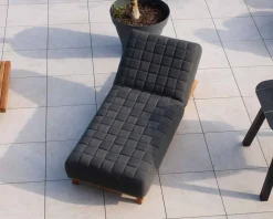 Bain de soleil design tissu Sunbrella gris foncé et teck 