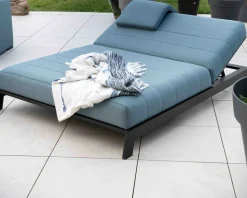 Bain de soleil double turquoise et noir textile extérieur 