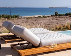 Bain de soleil haut de gamme tissu Sunbrella gris clair 