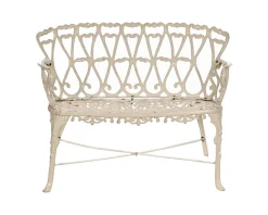 Banc de jardin esprit rétro en fonte esprit fer forgé blanc vieilli