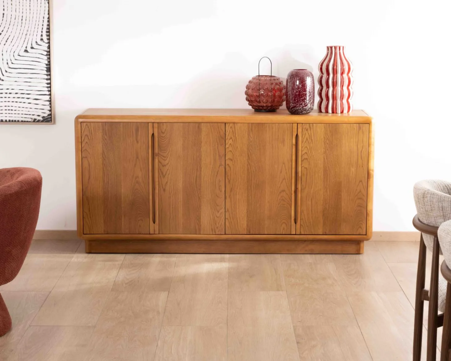 Buffet contemporain 4 portes "Laumie" teinte chêne