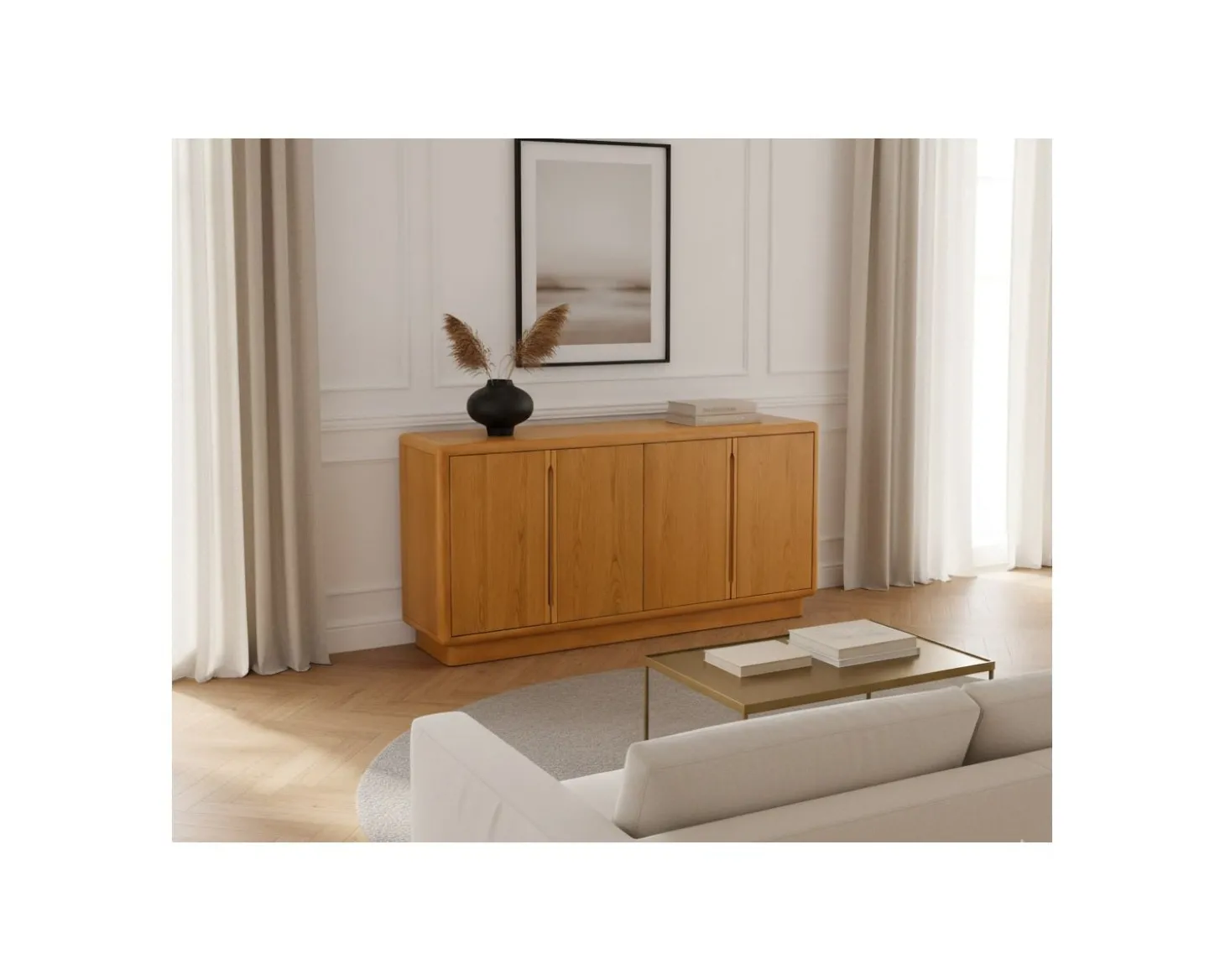 Buffet contemporain 4 portes "Laumie" teinte chêne