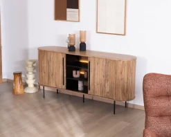 Buffet design rétro avec niches centrales "Bopee" avec éclairage LED