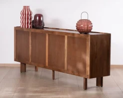 Buffet enfilade 4 portes 200 cm en manguier massif foncé