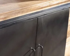 Buffet métal et bois 200cm portes coulissantes