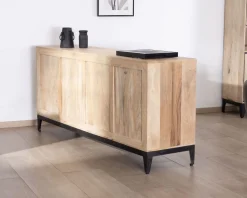 Buffet épuré bicolore en manguier naturel et noir 180 cm