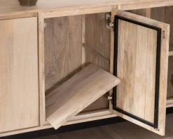 Buffet épuré en manguier massif 180 cm 3 portes et tiroirs