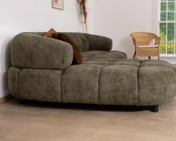 Canapé en tissu vert avec extension électrique et méridienne retour gauche 