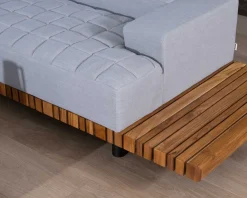 Canapé haut de gamme avec retour droit tissu Sunbrella gris clair 
