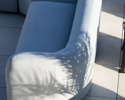 Canapé panoramique modulaire spécial extérieur en tissu gris clair