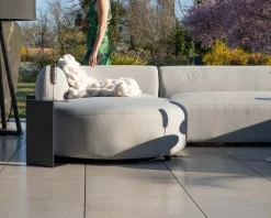Canapé panoramique modulaire spécial extérieur en tissu gris clair