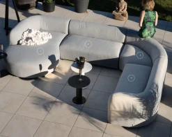 Canapé panoramique modulaire spécial extérieur en tissu gris clair