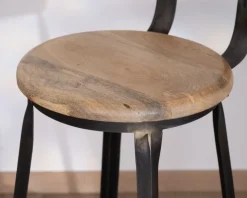 Chaise de bar métal gris antique et bois 