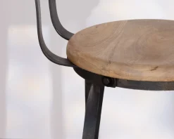 Chaise de bar métal gris antique et bois 