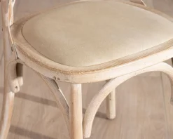 Chaise de repas esprit bistrot en chêne et assise tissu