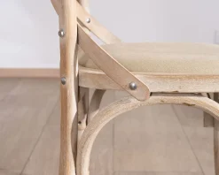 Chaise de repas esprit bistrot en chêne et assise tissu