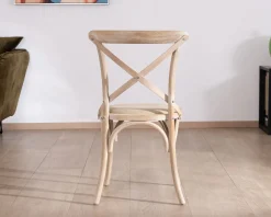 Chaise de repas esprit bistrot en chêne et assise tissu