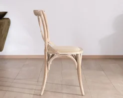 Chaise de repas esprit bistrot en chêne et assise tissu
