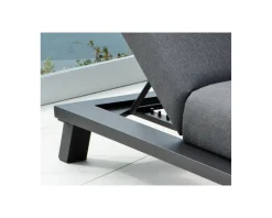 Chaise longue de jardin haut de gamme grise et blanche 