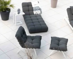 Chaise longue haut de gamme en tissu Sunbrella gris foncé 
