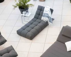 Chaise longue haut de gamme en tissu Sunbrella gris foncé 