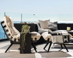 Chaise longue haut de gamme modulaire structure aluminium noire 