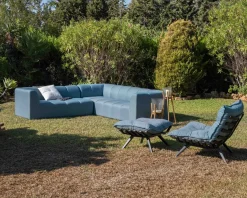 Chaise longue haut de gamme turquoise et noire avec repose-pieds modulaire 