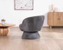 Chauffeuse pivotante 360° en tissu chenillé gris 