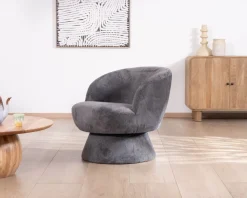 Chauffeuse pivotante 360° en tissu chenillé gris 