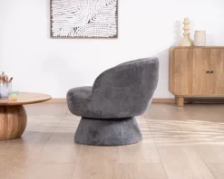 Chauffeuse pivotante 360° en tissu chenillé gris 