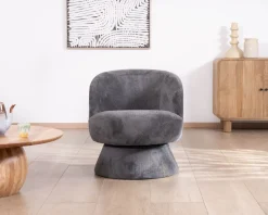 Chauffeuse pivotante 360° en tissu chenillé gris 