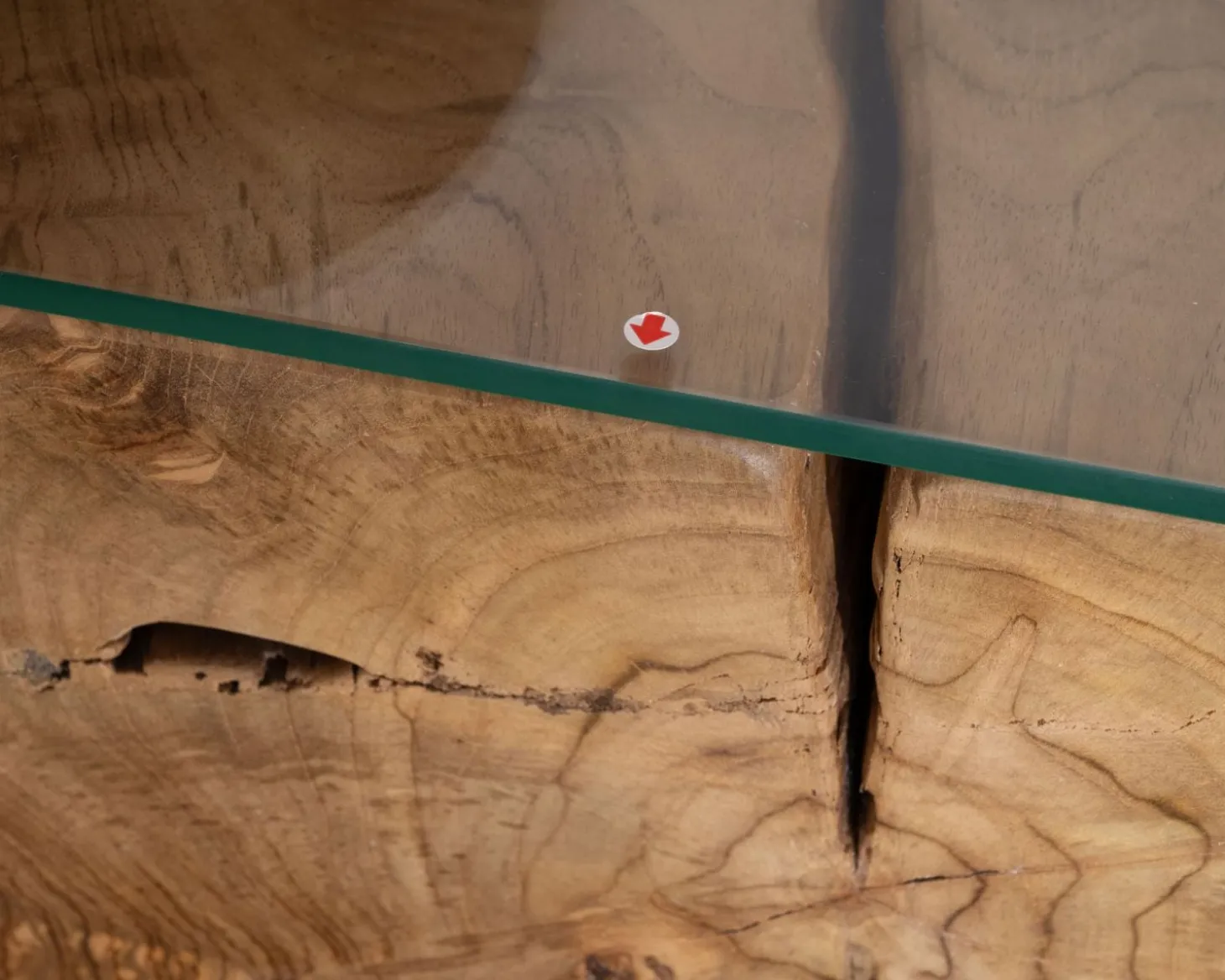 Console en racine de teck naturel avec plateau verre "Jungle"
