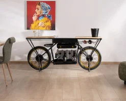 Console moto vintage ultra originale bois et métal noir