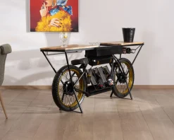 Console moto vintage ultra originale bois et métal noir
