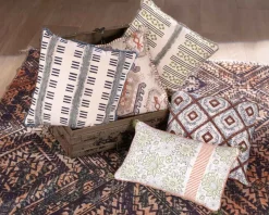 Coussin imprimé en coton et lin 