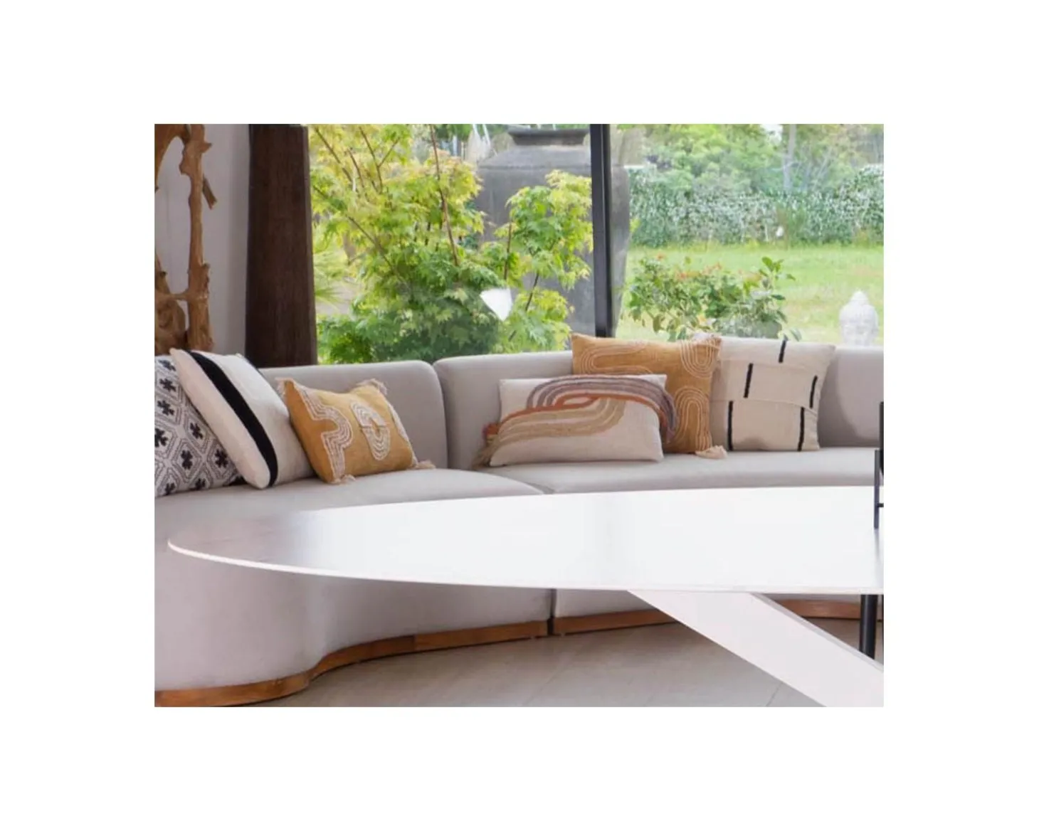 Coussin rectangulaire "Ethnic" 30 x 50 cm tons naturels en coton