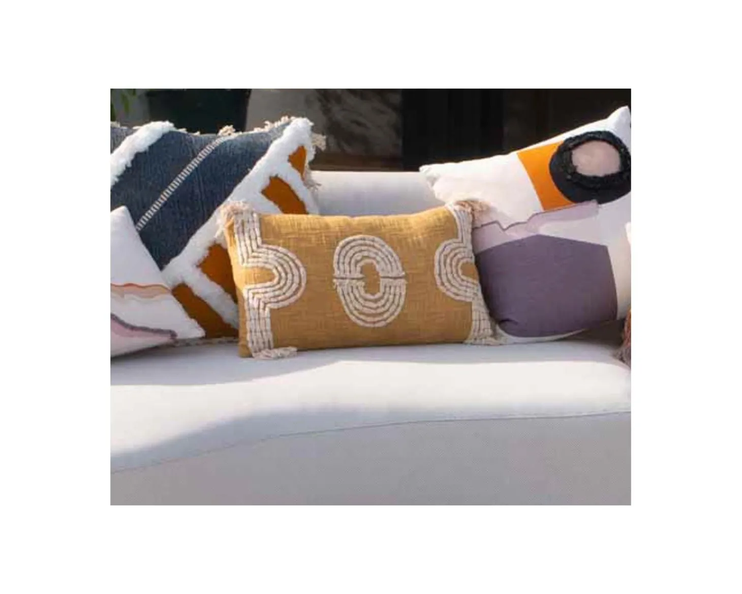 Coussin rectangulaire "Ethnic" 30 x 50 cm tons naturels en coton