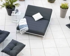 Double bain de soleil matelassé gris foncé et blanc 