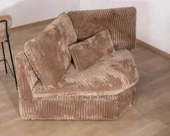 Elément d'angle pour canapé modulaire camel en velours larges côtes 
