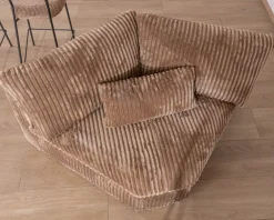 Elément d'angle pour canapé modulaire camel en velours larges côtes 