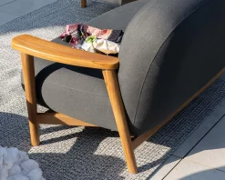 Ensemble canapé et fauteuil de jardin en tissu gris foncé 