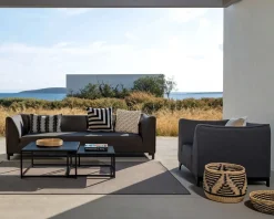 Ensemble de jardin gris foncé aluminium et tissu Sunbrella 