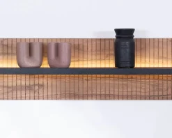 Etagère murale en acacia avec éclairage LED 