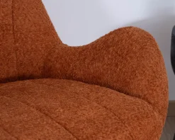 Fauteuil à bascule contemporain en tissu bouclette terracotta